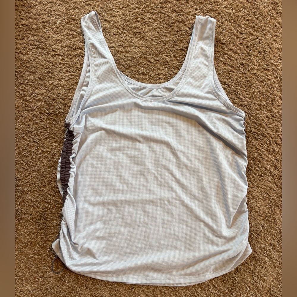 Fabletics Light Blue and Gray Feather Tech Tank